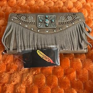NWT Stylish Fringe wallet with Rhinestone Accents